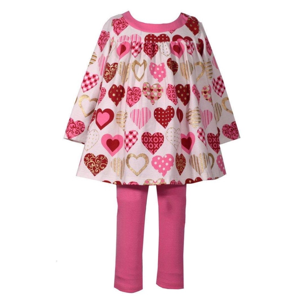 Girls Valentine's Tunic Leggings 2T 3T 4T New